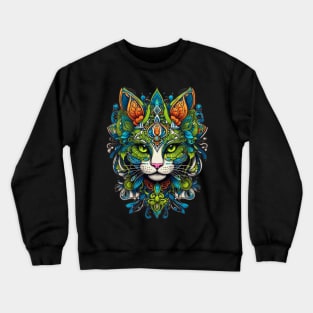 Emerald Cat retro vintage design Crewneck Sweatshirt